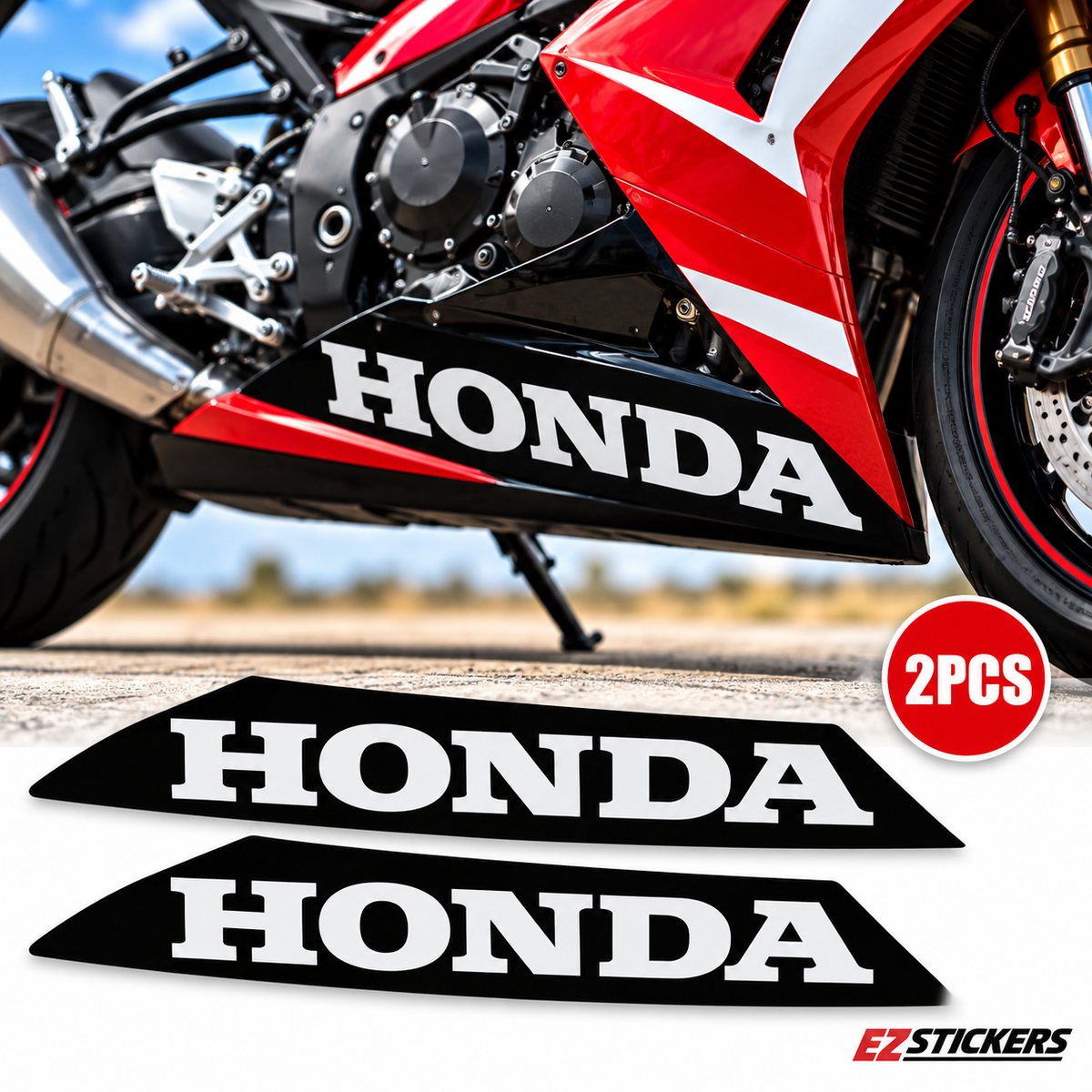 2pcs Vinyl Lettering Decals Sticker Kit Fits Honda Motorcycles — EZSTICKERS reference-accurate product image