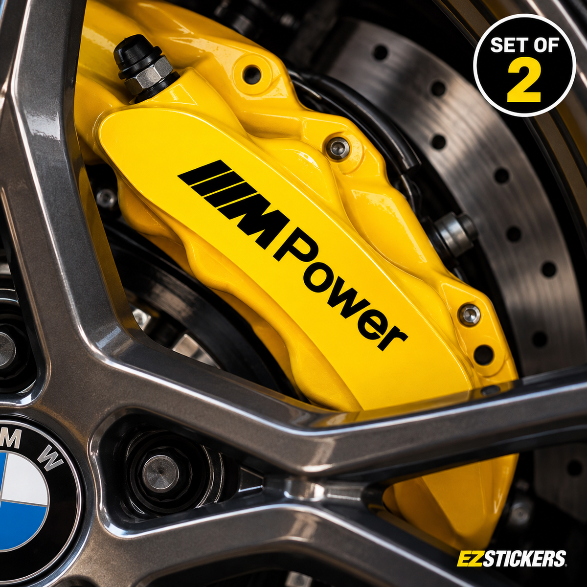 BMW M Power Brake Caliper Vinyl Decals, Set of 2 — EZSTICKERS reference-accurate product image