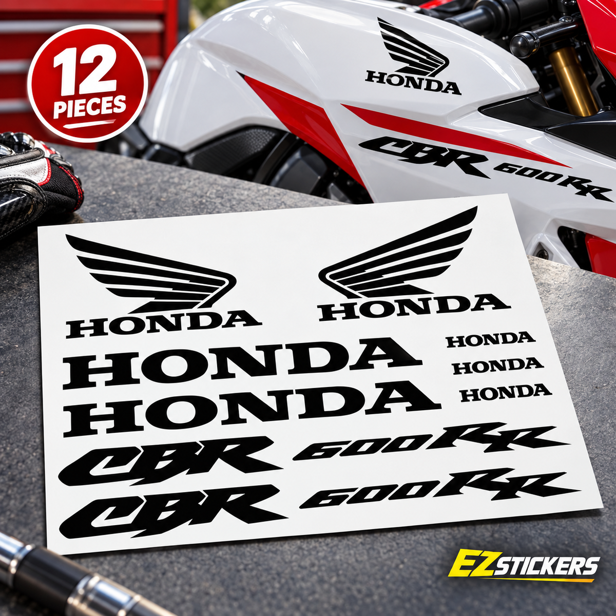 Honda CBR 600RR Motorcycle Decals | Vinyl Sticker Set — EZSTICKERS reference-accurate product image
