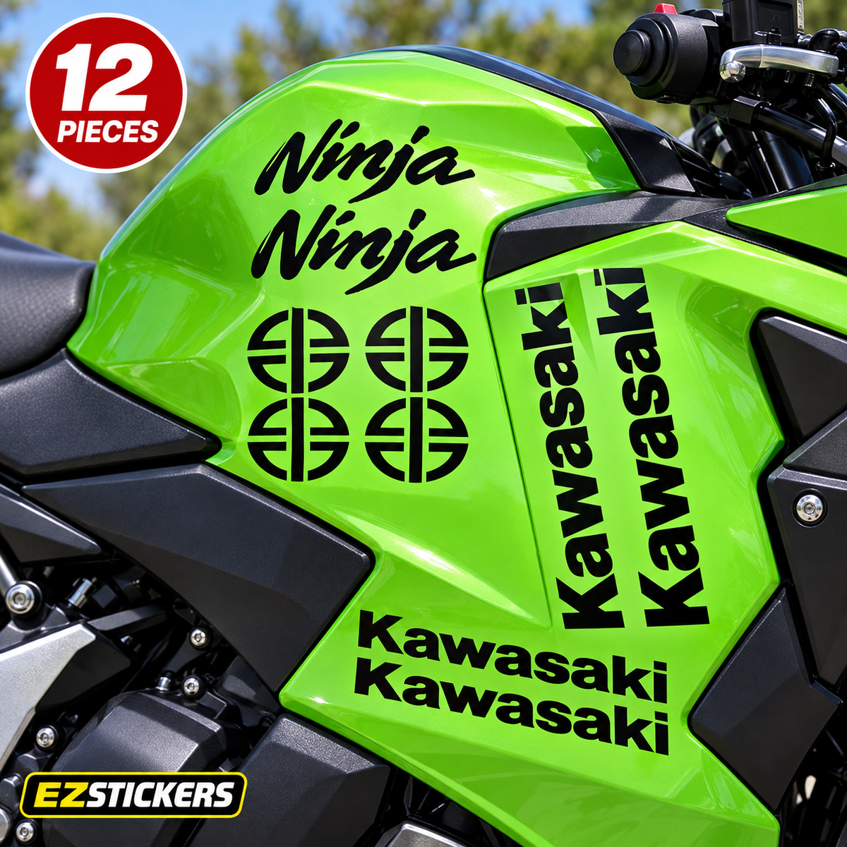 Decals Vinyl Sticker Graphics Kit Fits Kawasaki Motorcycles — EZSTICKERS reference-accurate product image