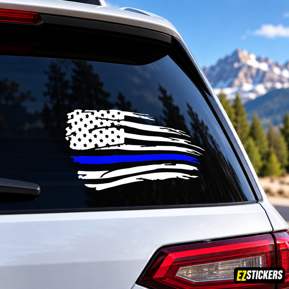 Thin Blue Line American Flag (Support Police) — EZSTICKERS reference-accurate product image