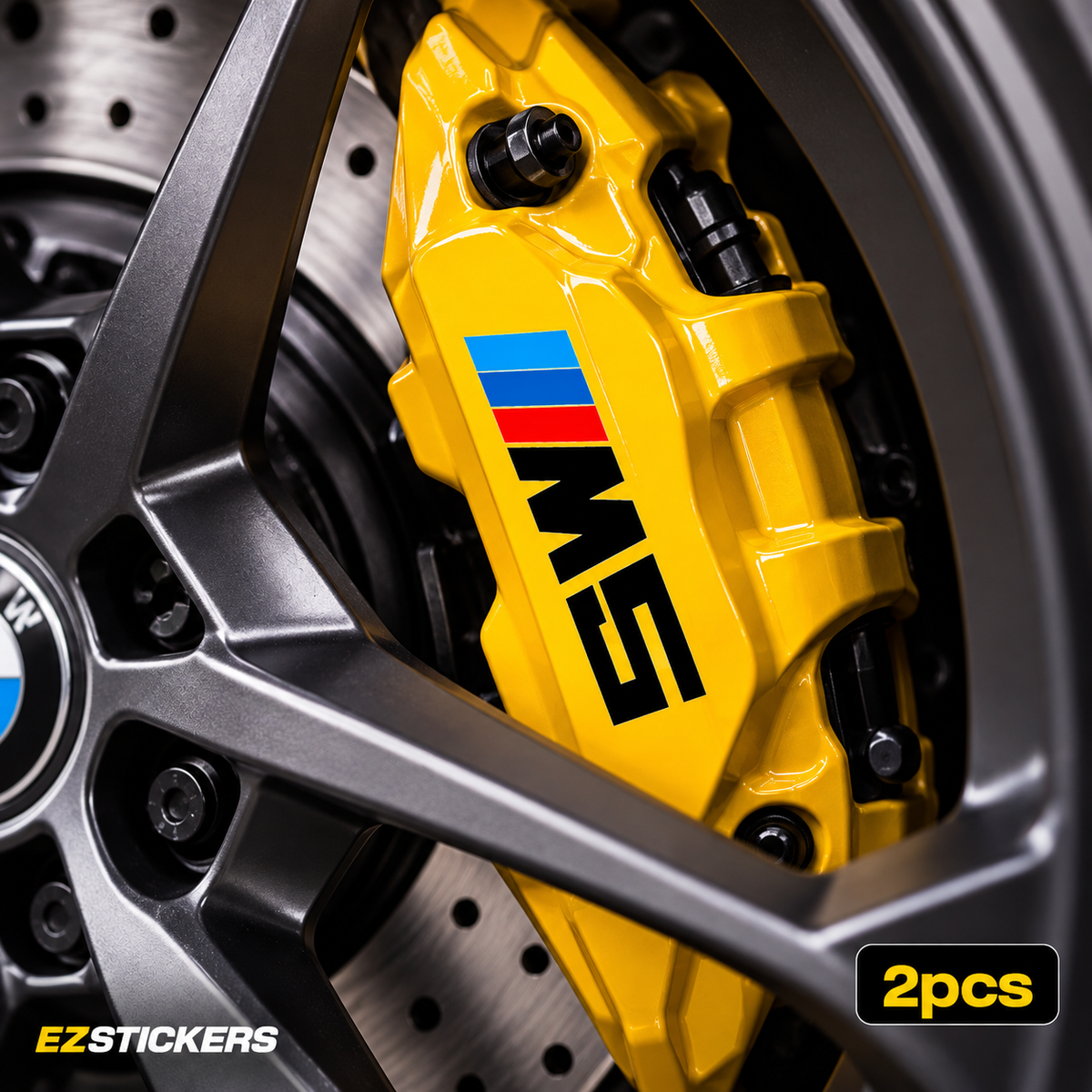 2pcs Brake Caliper Vinyl Stickers Decals Compatible With BMW M5 — EZSTICKERS reference-accurate product image