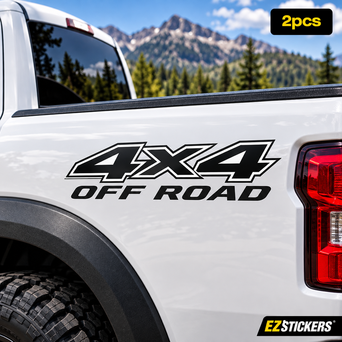 4x4 Off Road Truck Bed Decals | 2pcs Vinyl Sticker Set — EZSTICKERS reference-accurate product image