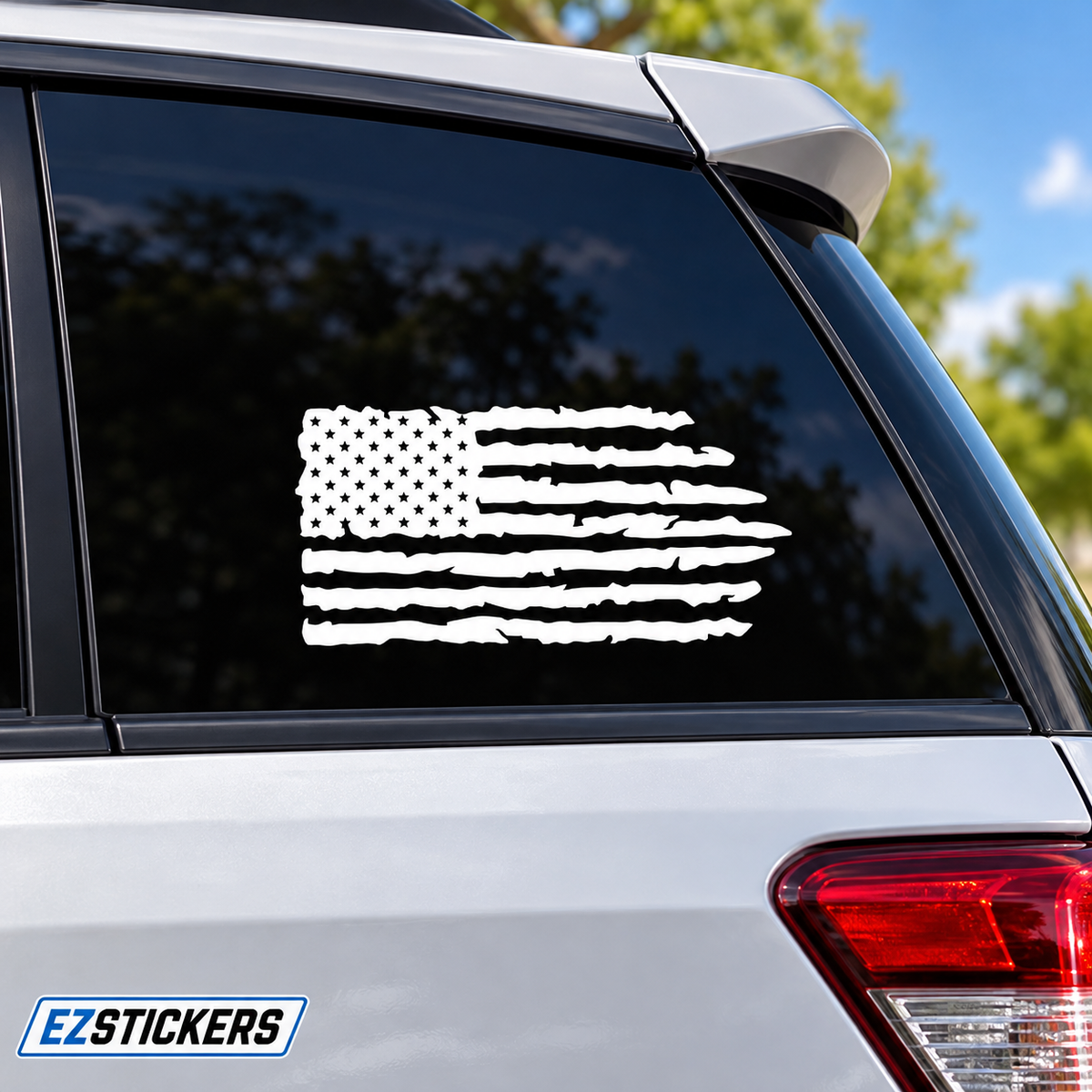 American Flag Car Decal — EZSTICKERS reference-accurate product image