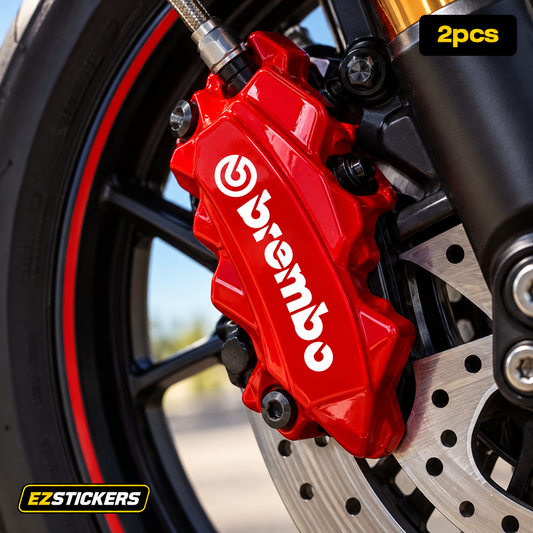 Brembo Curved Brake Caliper Stickers | 2pcs Rounded Vinyl Decal Set — EZSTICKERS reference-accurate product image