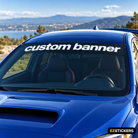 Custom Windshield Banner | Personalized Vinyl Lettering Decal — EZSTICKERS reference-accurate product image