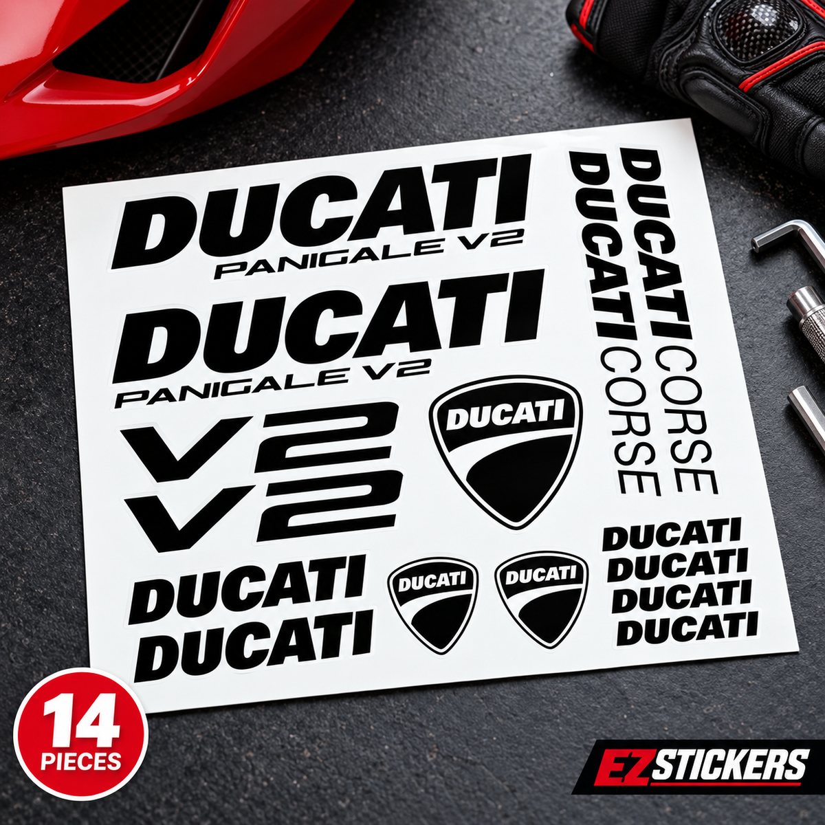 Ducati Panigale V2 Motorcycle Decals | Vinyl Sticker Set — EZSTICKERS reference-accurate product image