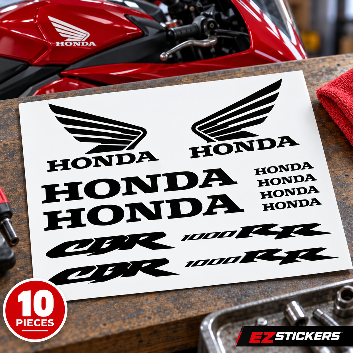 Honda CBR 1000RR Motorcycle Decals | Vinyl Sticker Set — EZSTICKERS reference-accurate product image