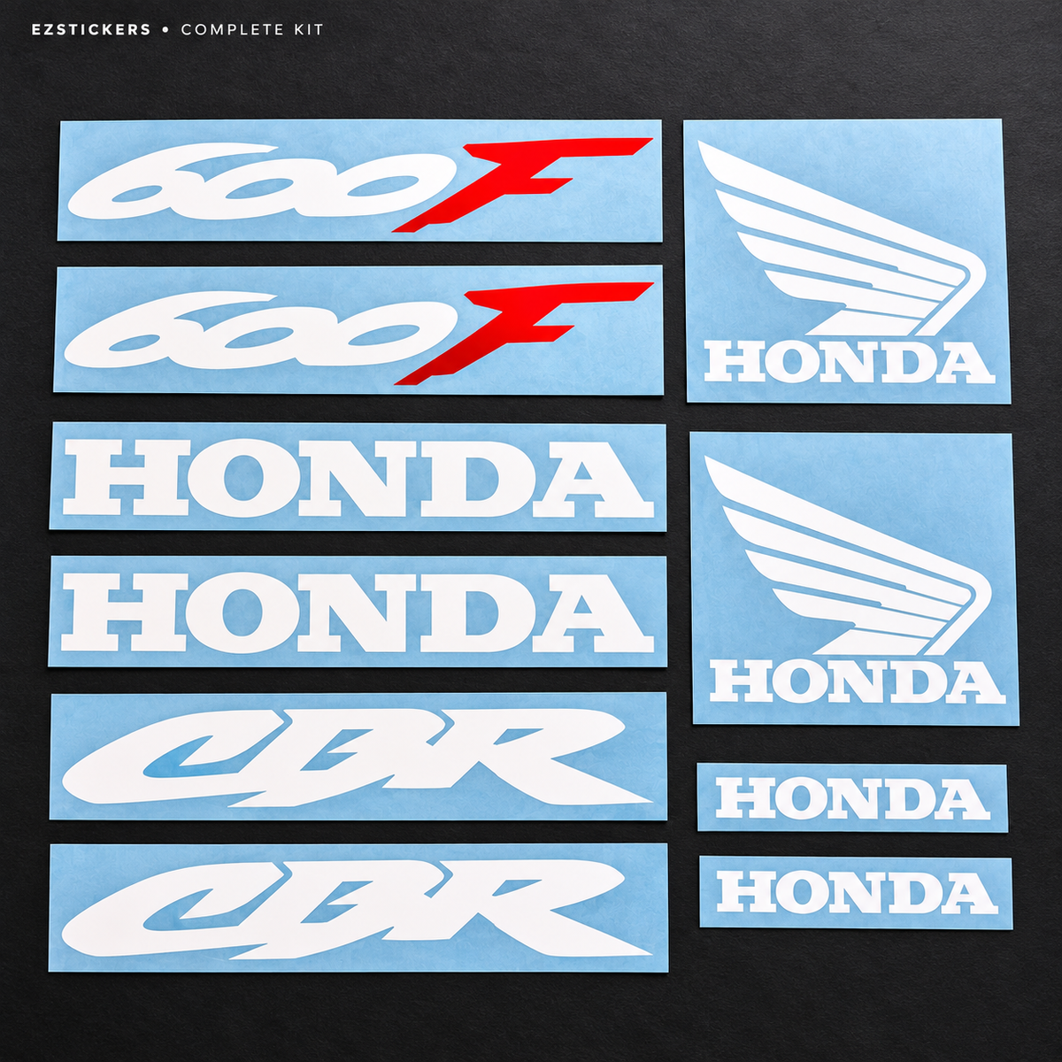 Honda CBR 600F Motorcycle Decal Kit | White & Red Vinyl – Clearance — EZSTICKERS reference-accurate product image