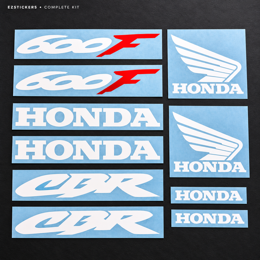 Honda CBR 600F Motorcycle Decal Kit | White & Red Vinyl – Clearance — EZSTICKERS reference-accurate product image