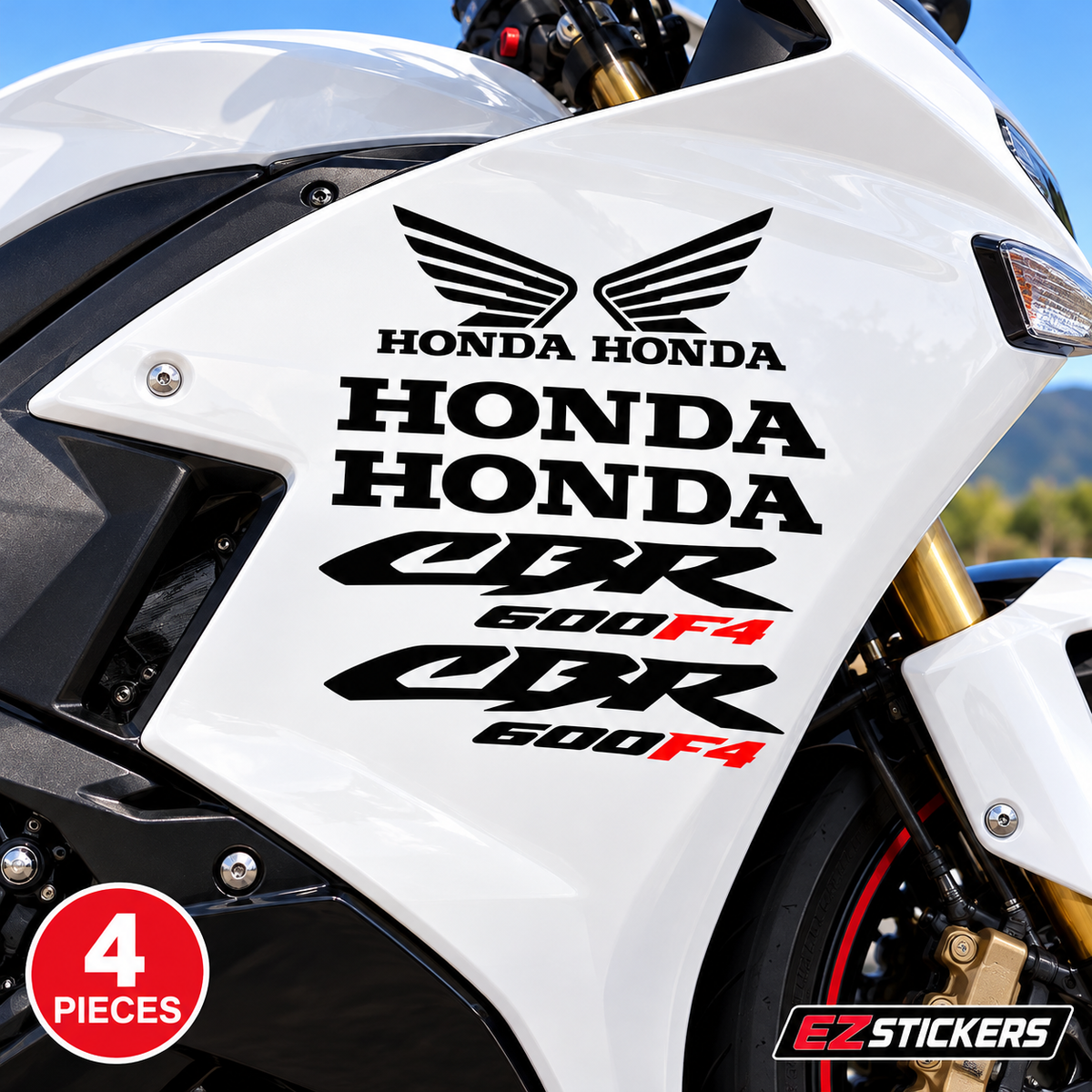 Honda CBR 600F4 Motorcycle Decals | Vinyl Sticker Set — EZSTICKERS reference-accurate product image