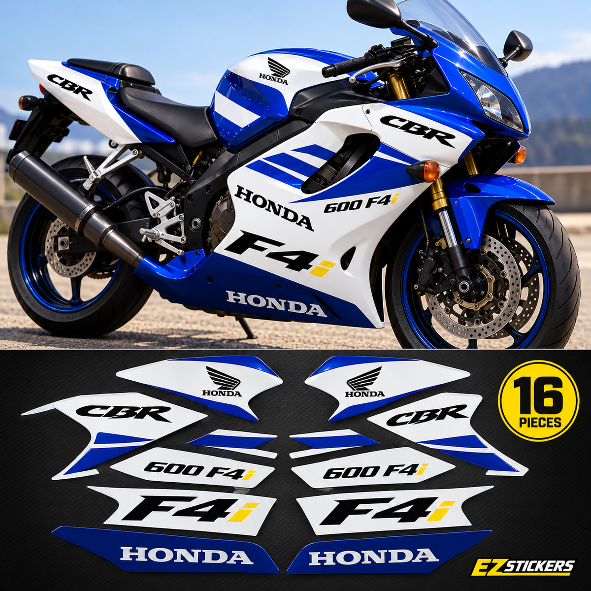 Honda CBR 600F4i Motorcycle Decals | Vinyl Sticker Set 1 — EZSTICKERS reference-accurate product image