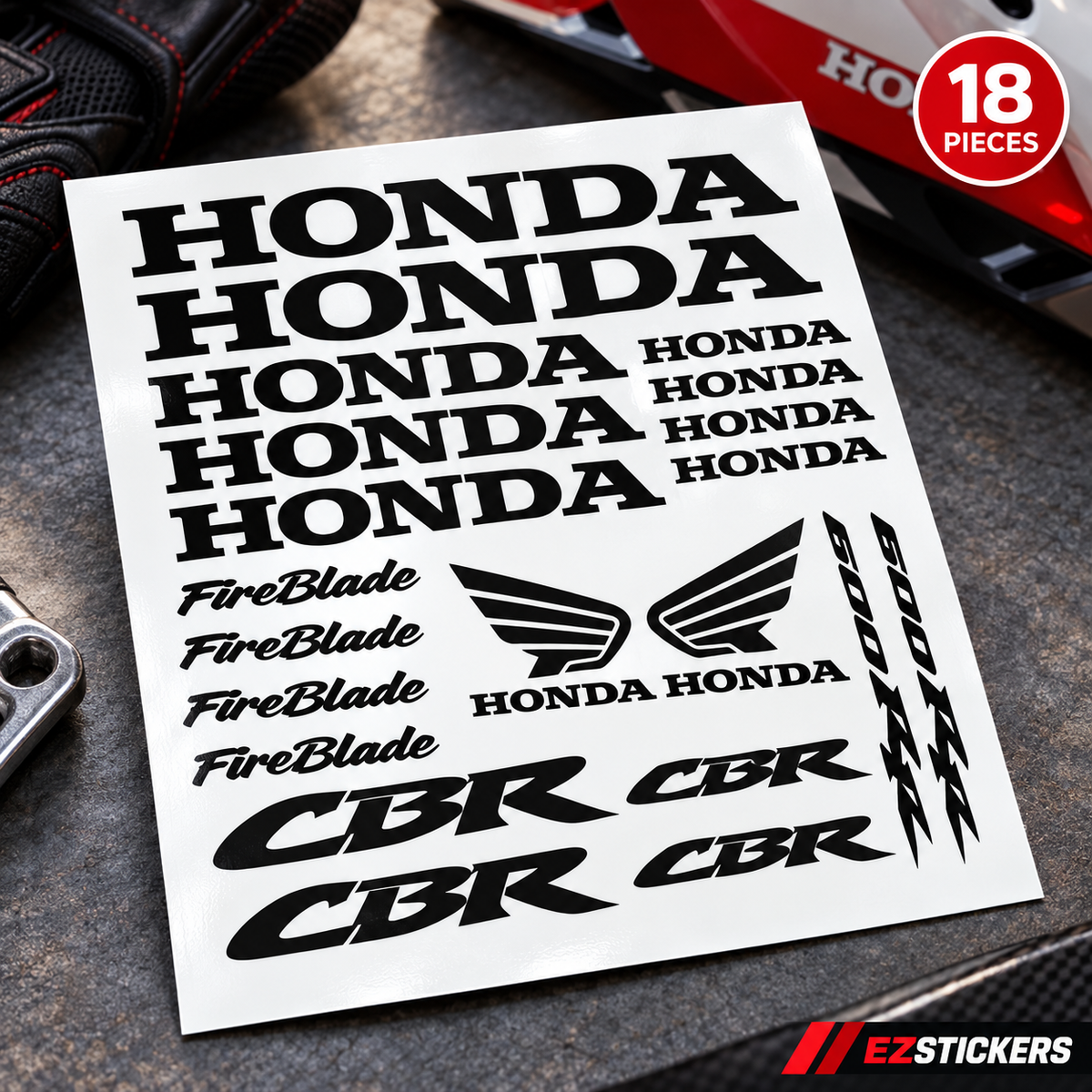 Honda CBR FireBlade (600/900/1000 RR) Stickers Set — EZSTICKERS reference-accurate product image