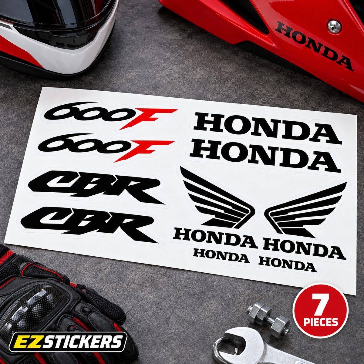 Honda CBR 600F Motorcycle Decals | Vinyl Sticker Set — EZSTICKERS reference-accurate product image