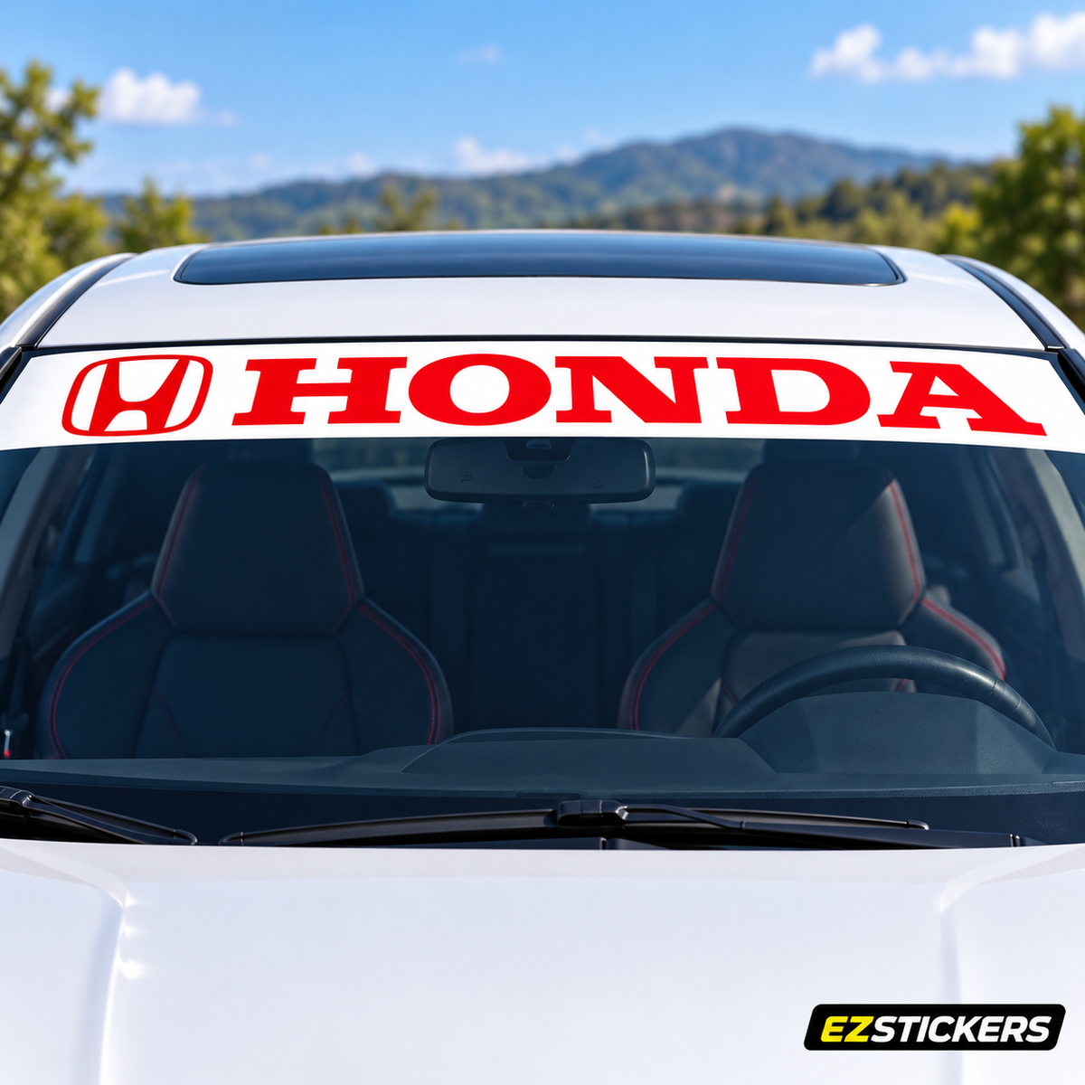 Honda Windshield Banner Decal 40" Red | Clearance Vinyl Sticker — EZSTICKERS reference-accurate product image