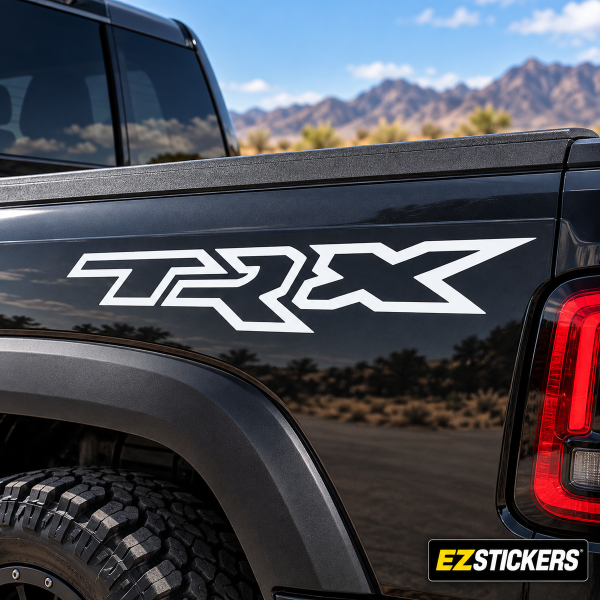 RAM TRX Bedside Decals | Truck Bed Vinyl Sticker Set — EZSTICKERS reference-accurate product image