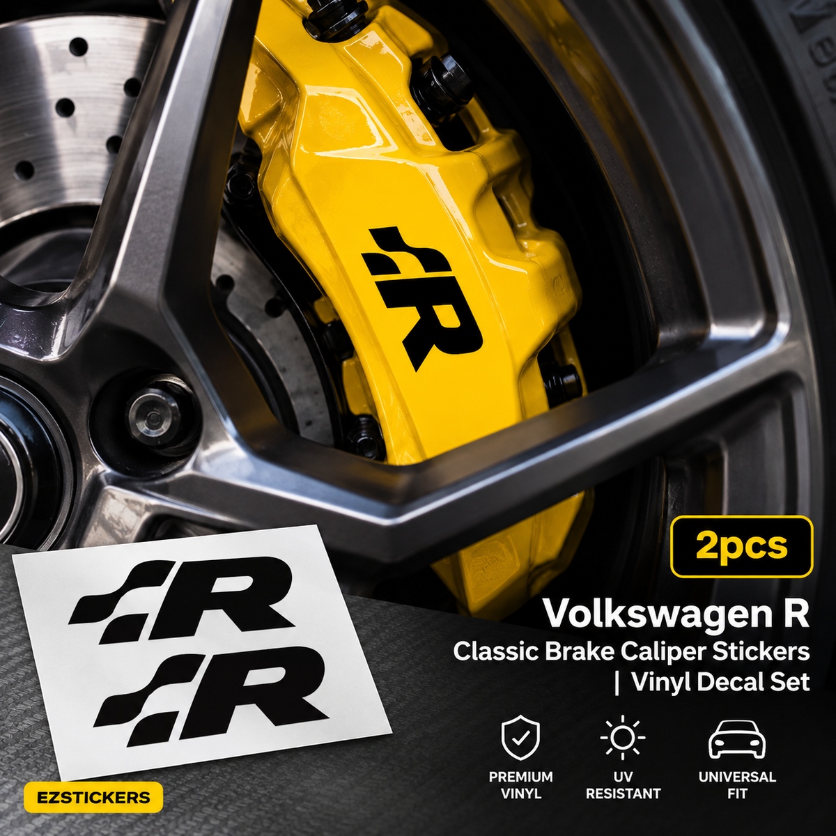 Volkswagen R Classic Brake Caliper Stickers | Vinyl Decal Set — EZSTICKERS reference-accurate product image